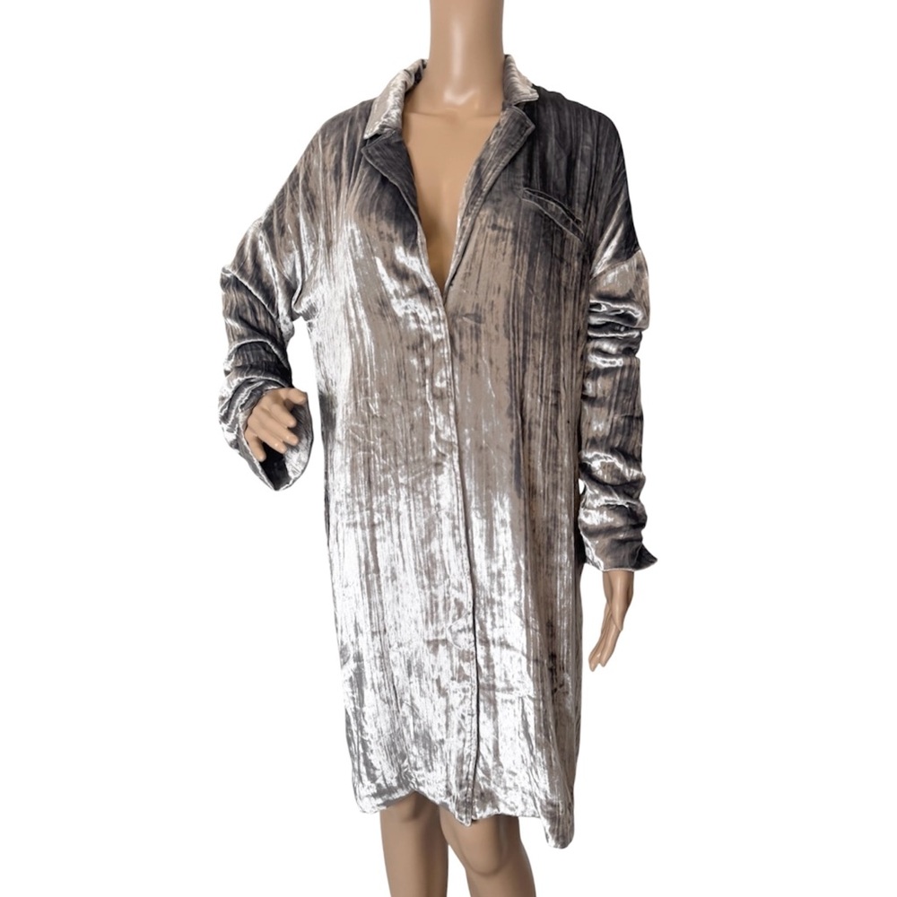 J Brand Silver Silk And Viscose Midi Shirt Dress